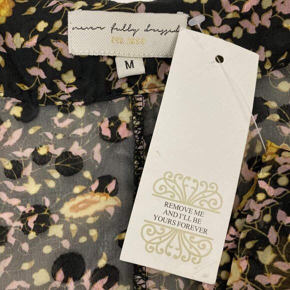 NWT Never Fully Dressed Sheer Floral Midi Tunic Shirt Dress Size M Button Front - Picture 9 of 10